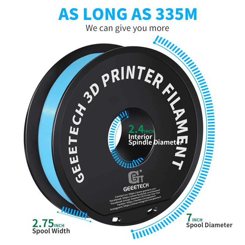 Geeetech 1.75mm PLA 3D Printer Filament, 1kg Spool (2.2lbs), Upgrade Tidy Winding Tangle-Free, Dimensional Accuracy +/- 0.02 mm, Water Blue - Image 4
